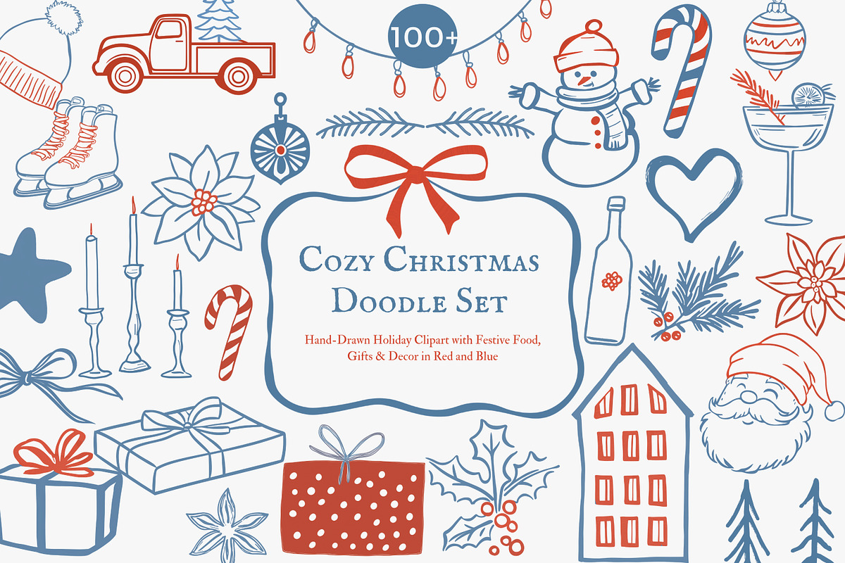 cozy christmas holiday doodle set, a Decorative Illustration by Patishop Art (Photo 1 of 10)