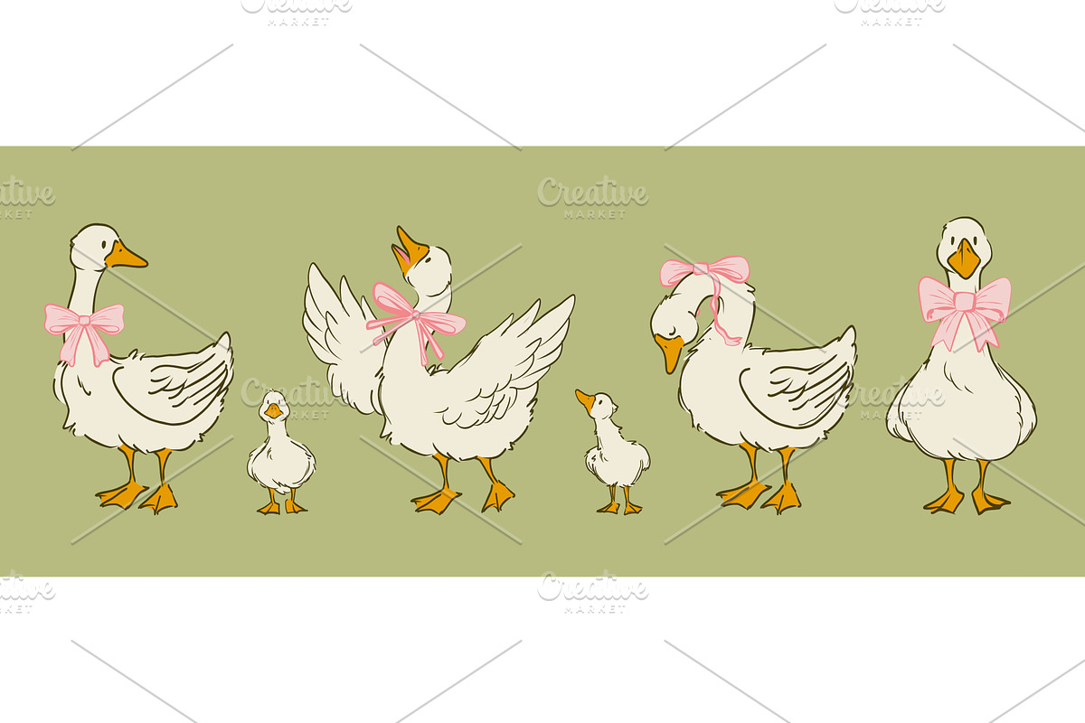 Cute cottagecore goose characters, an Animal Illustration by art PVP - market