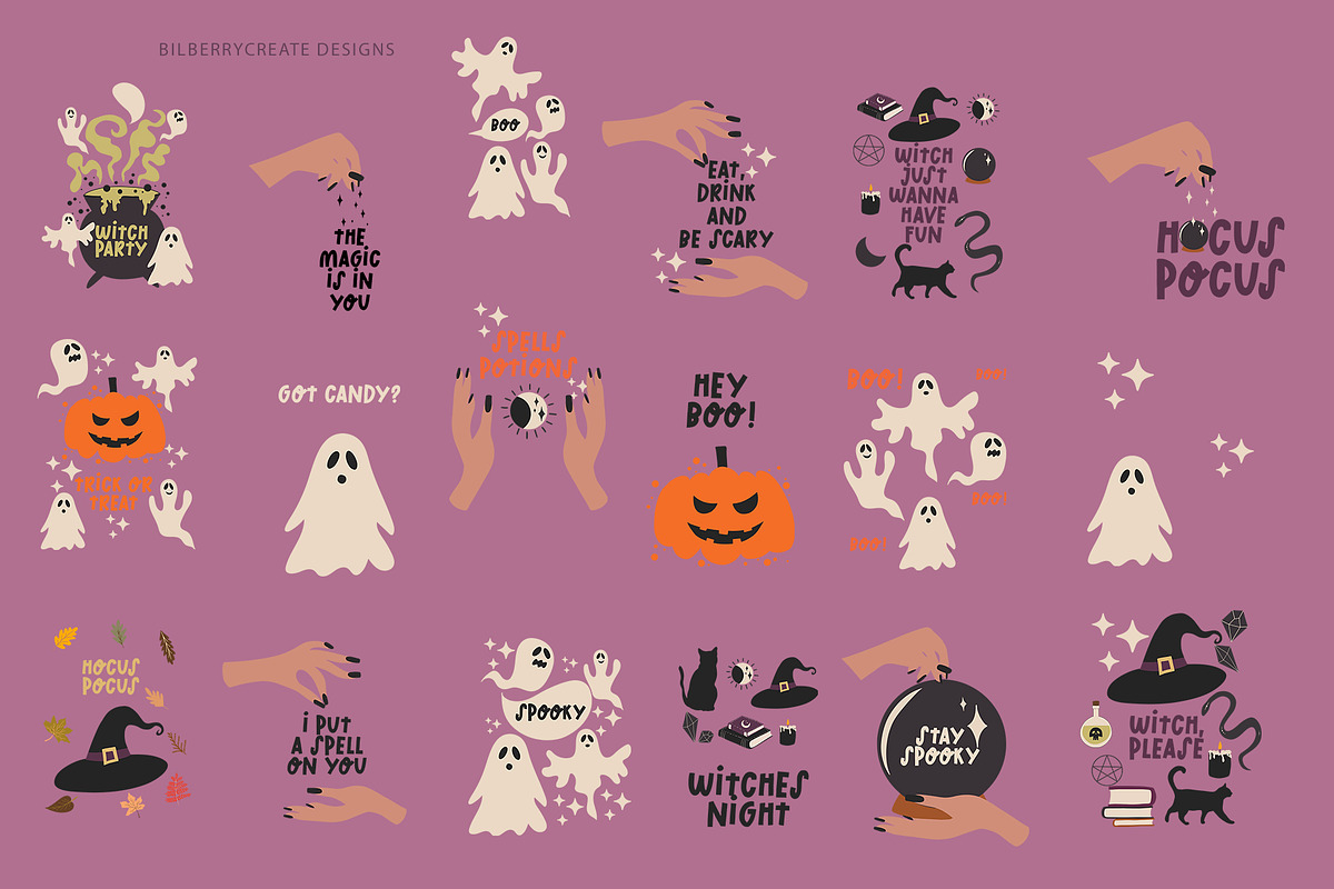 HOCUS POCUS art set, a Seasonal Illustration by BilberryCreates (Photo 7 of 13)