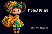 Cute Autumn Harvest Girl PNG Clipart, a Seasonal Illustration by RobertsArt (Thumbnail 5 of 7)