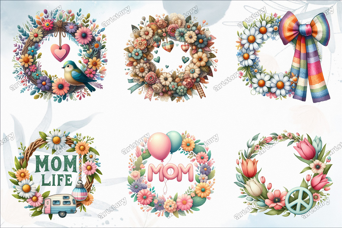 Mothers Day Wreath Sublimation, a Graphic by designcity5 (Photo 2 of 5)