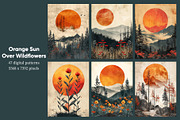 Orange Sun Over Wildflowers, a Decorative Illustration by Housui Patterns (Thumbnail 3 of 8)
