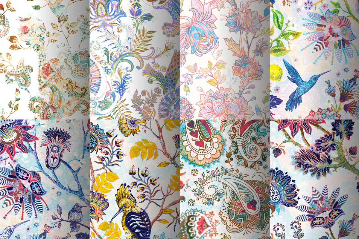 8 Light Floral Patterns, a Pattern Graphic by Sunny_Lion