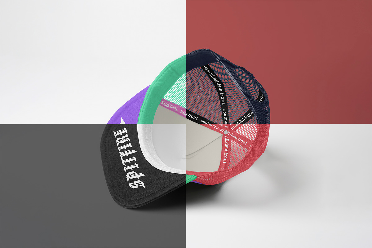 Realistic Trucker Hat Mockup, a Hat Mockup by Uncentrifuged Pressure (Photo 8 of 19)