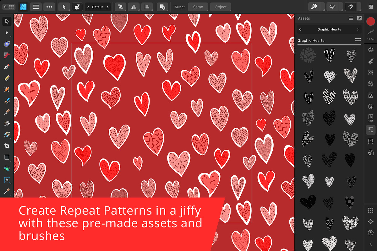 Graphic Hearts Procreate/Affinity, a Brush Add-On by DeloresArt (Photo 5 of 15)