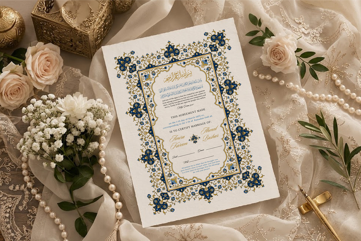 Islamic nikah wedding contract, a Poster Template by Artemieva Kateryna (Photo 5 of 5)