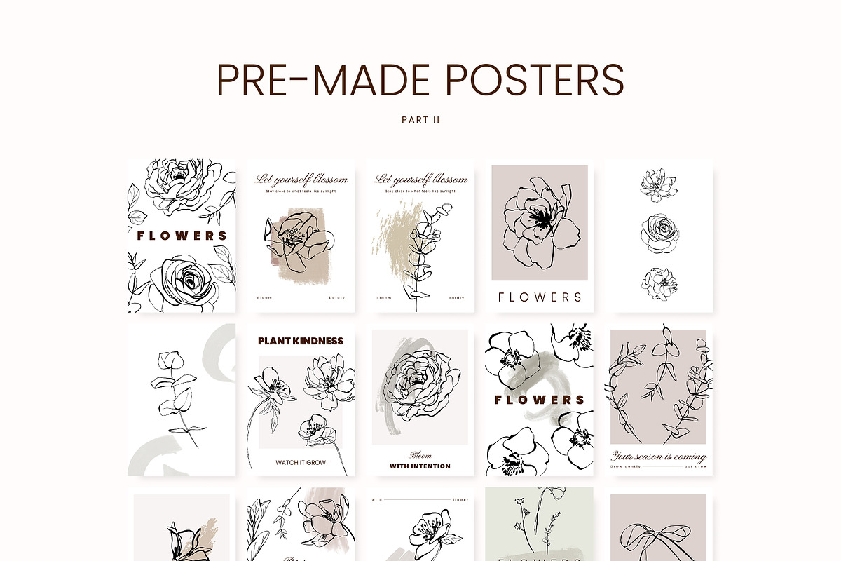 BOWS & FLOWERS line art & posters, a Decorative Illustration by Yuliia Lashevska (Photo 10 of 12)