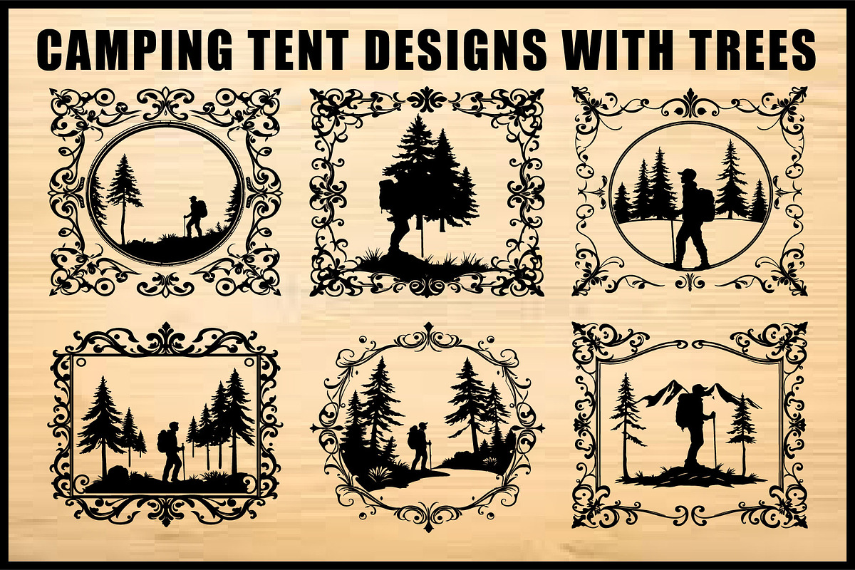 Black Framed Camping Tent Forest, an Object Graphic by Designer_Momina
