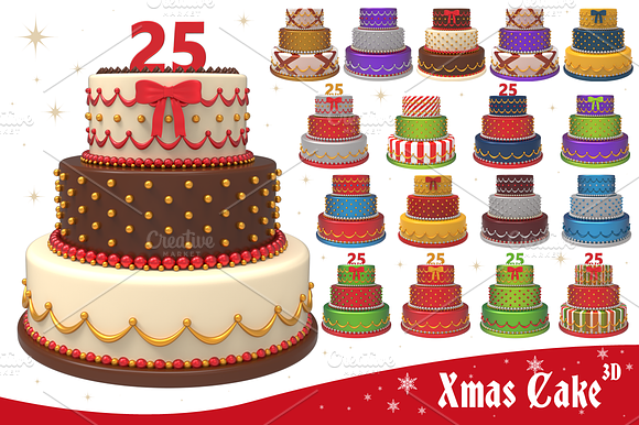 Xmas Cake 3D preview 2