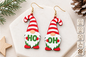 Christmas Gnome Earrings Laser Cut
