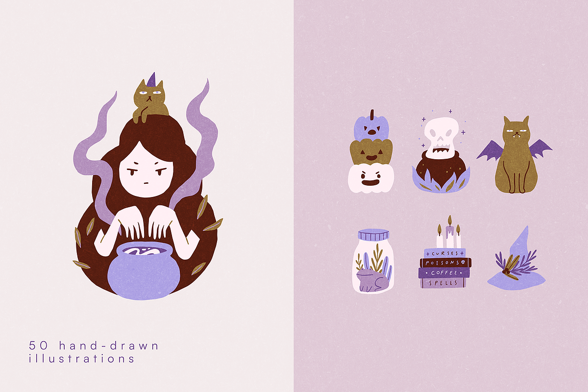 Whimsy witch. Halloween illustration, a Seasonal Illustration by kondratya (Photo 3 of 13)