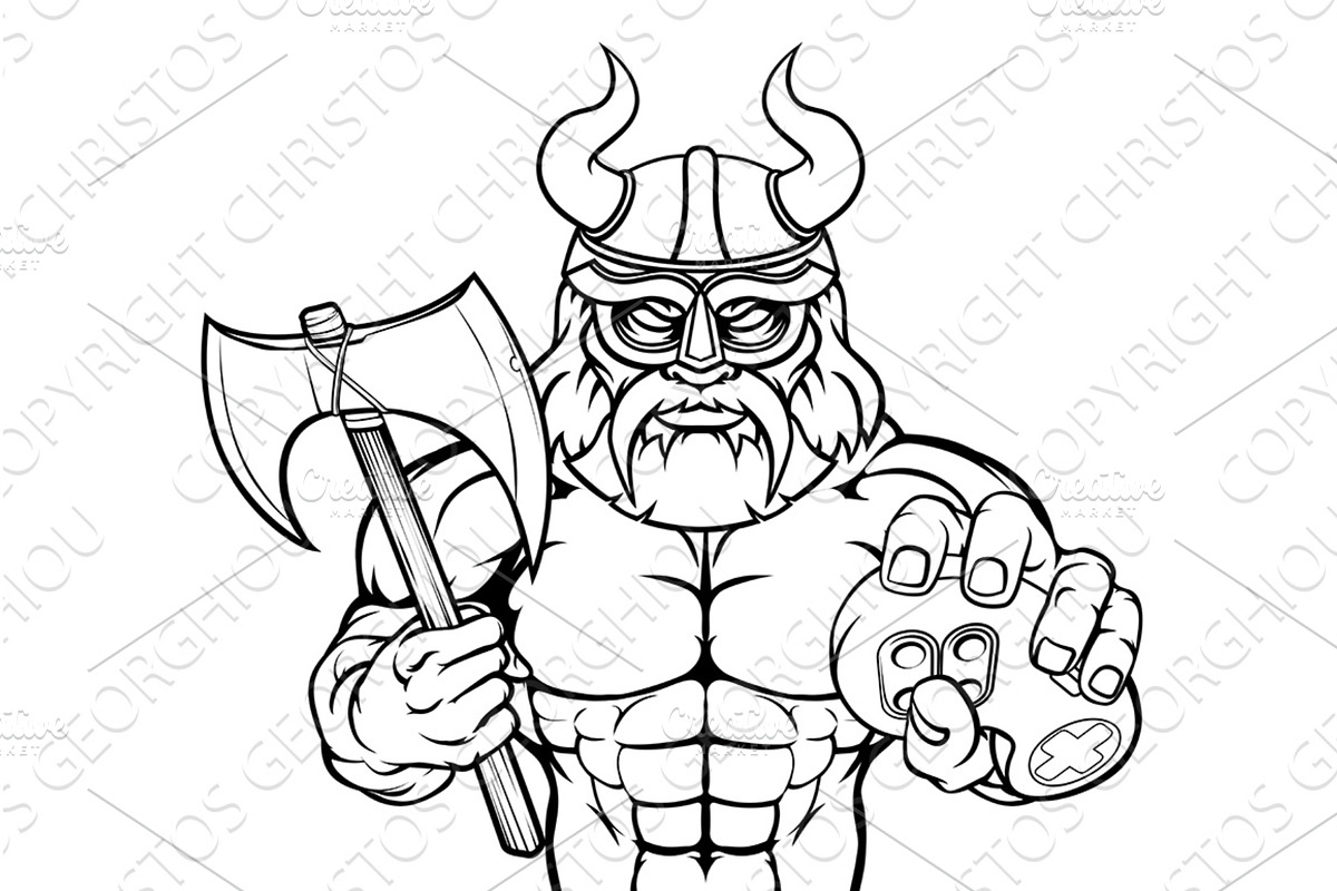 Viking Gamer Gladiator Warrior, a Technology Illustration by Christos Georghiou