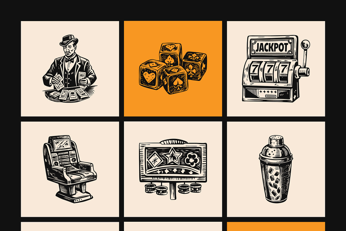 Vintage Casino Vector Illustration, a Person Illustration by Creative Stall (Photo 8 of 9)