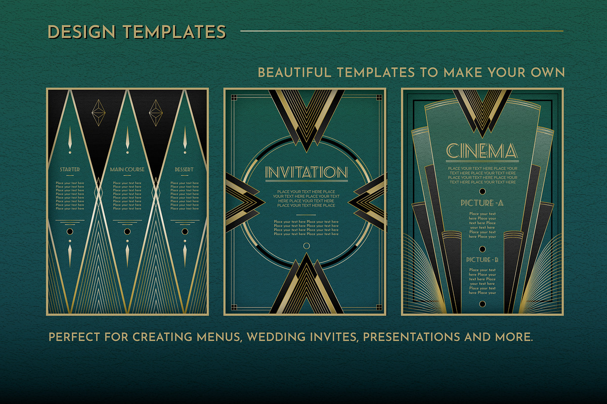 Art Deco Design Templates Vol 2, a Decorative Illustration by Wingsart Studio (Photo 2 of 4)