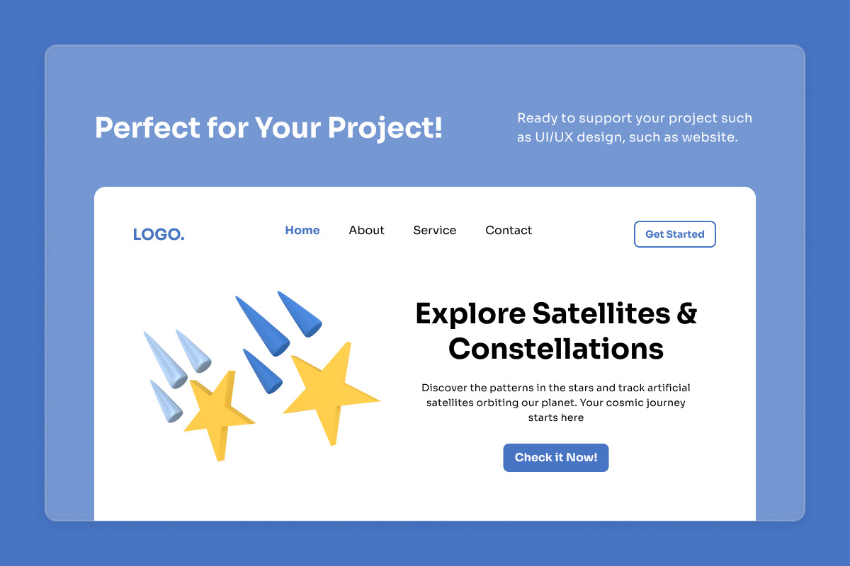 Constellation & Satellite 3D Icons, a Work Illustration by twinstd (Photo 5 of 6)
