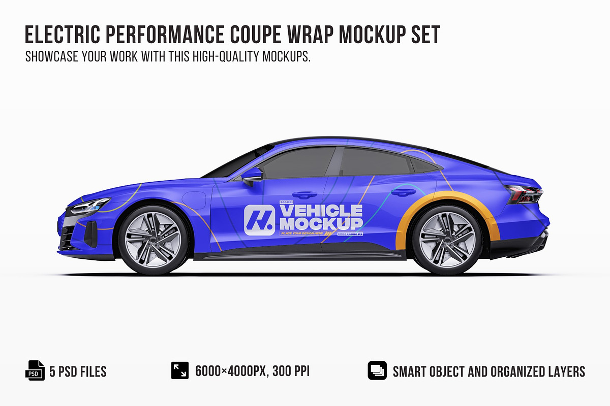 Electric Performance Coupe Mockup, an Advertising Mockup by Halal Graphic Studio (Photo 1 of 12)