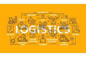 Logistics icons cargo carriage, a Transportation Illustration by Vector Tradition