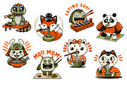 Set of Japanese Food Sticke, a Food Illustration by Designs by Helen Trupak (Thumbnail 1 of 3)