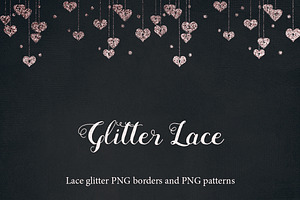 SALE! GLITTER LACE Borders & Clipart