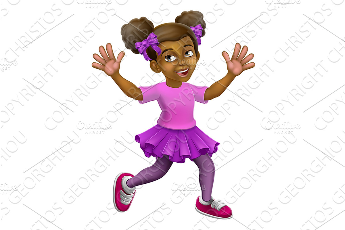 Happy Black Girl Cartoon Child Kid, an Education Illustration by Christos Georghiou