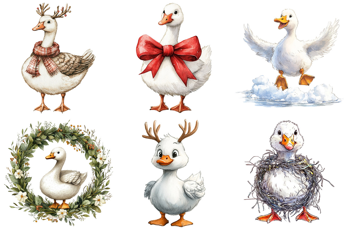 Christmas Silly Goose Clipart Bundle, an Illustration by Daily.Designs (Photo 2 of 5)