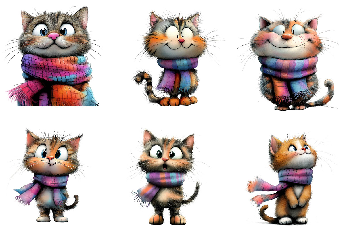 Quirky Cat Funny Kitten Clipart, an Illustration by CreationArt (Photo 2 of 5)