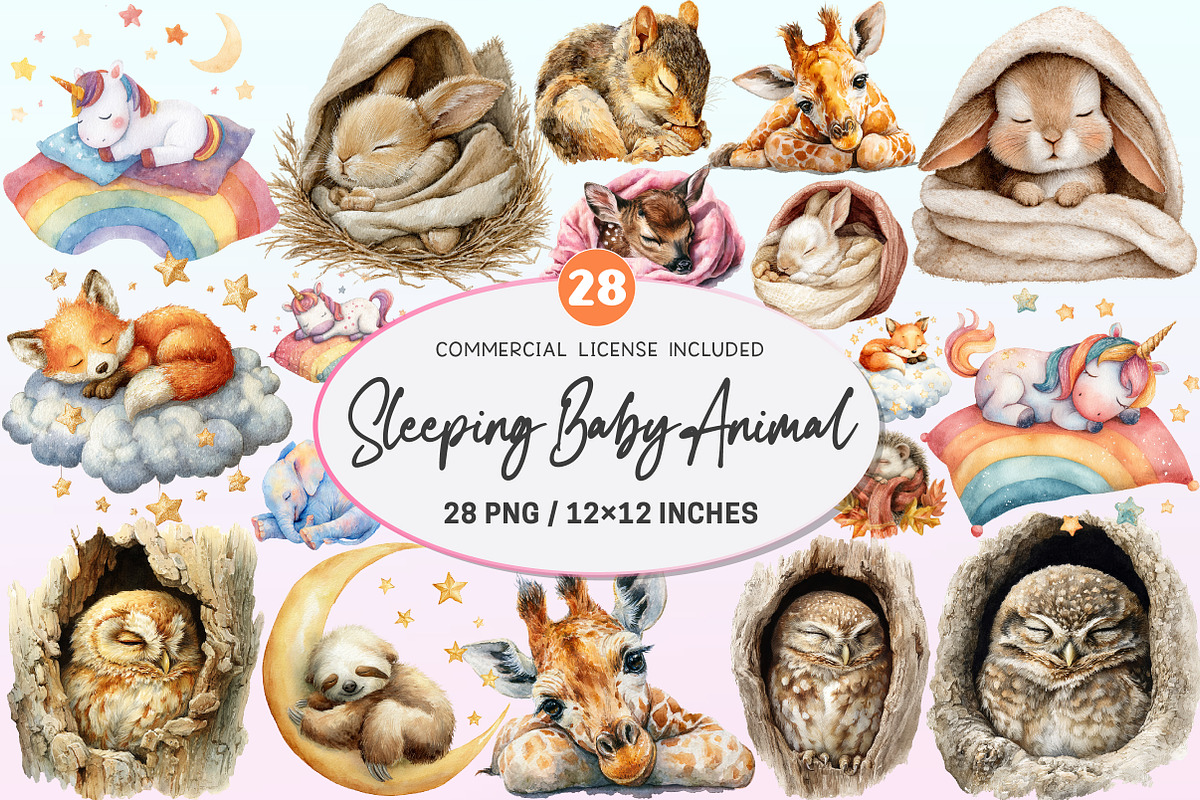 Sleeping Baby Animal, Sweet Dreams, a Graphic by CitraGraphics (Photo 1 of 4)