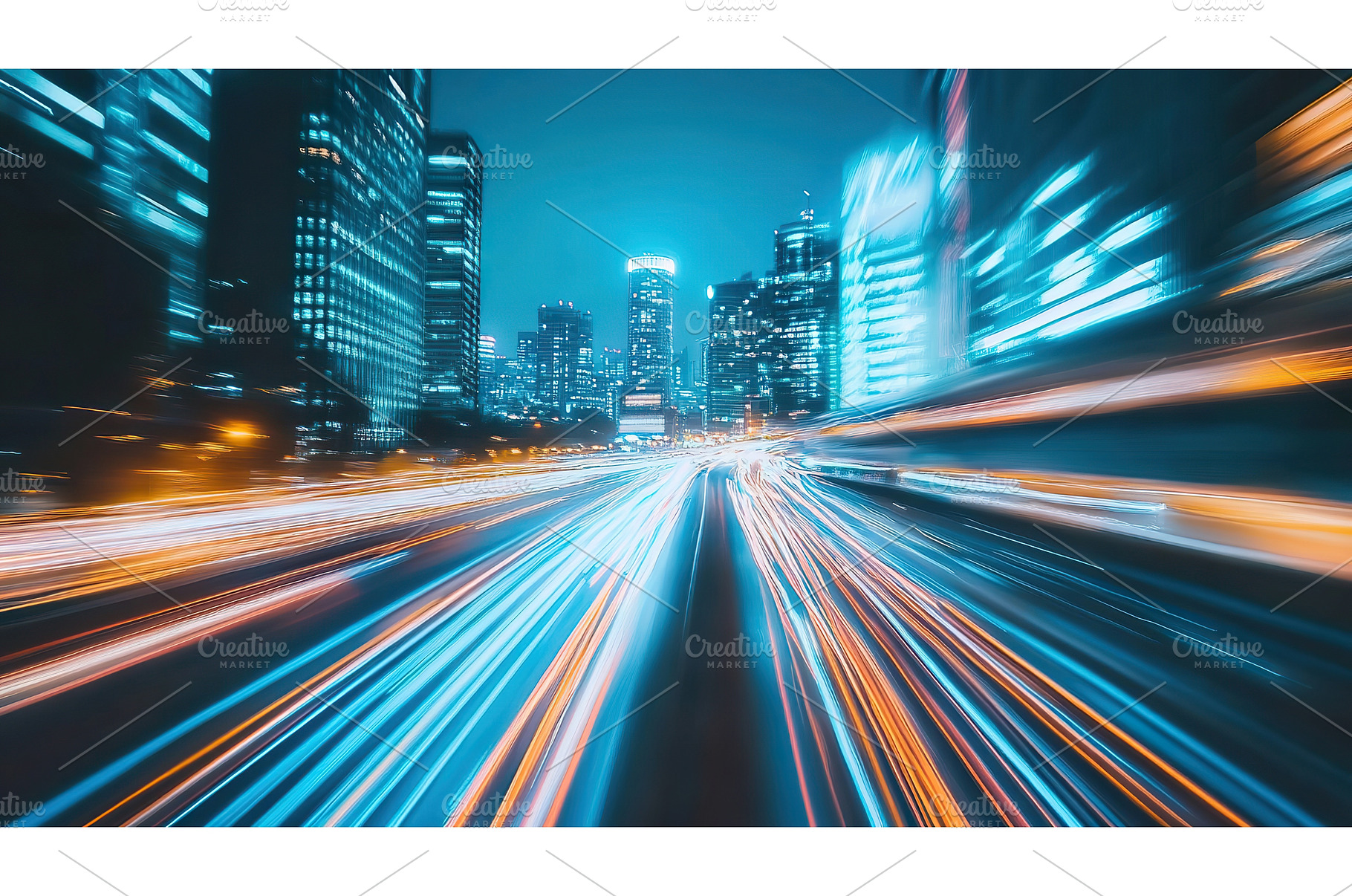 Blurredt city nightscape with motion, an Architecture Photo by Lermont51