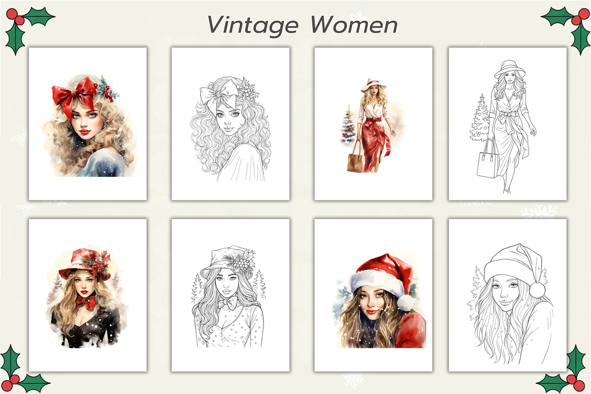 150 Christmas Coloring Pages Bundle, a Seasonal Illustration by Daffodil Dream Studio (Photo 6 of 18)