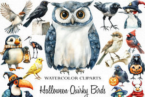 Spooky Halloween Quirky Bird Clipart, an Illustration by Craft Nest