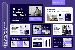 Blue Purple Fintech Startup Pitch, a Presentation Template by Sixtemp