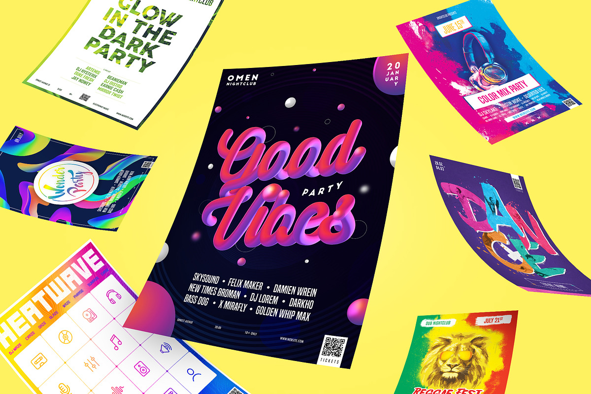 Party Flyers Bundle (7 flyers), a Flyer Template by NeonLeon (Photo 1 of 4)
