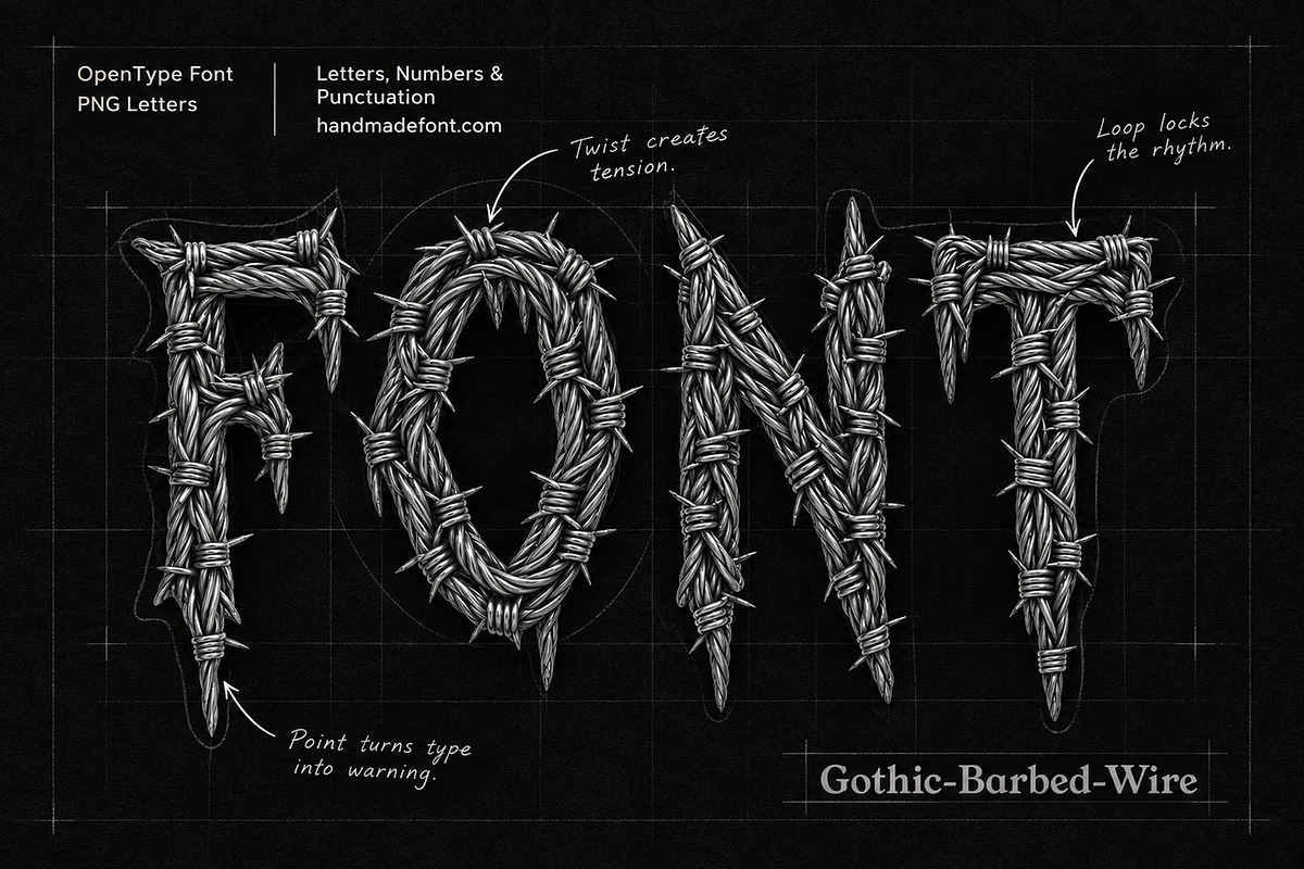 Gothic Barbed Wire Font, a Blackletter Font by Handmadefont (Photo 15 of 15)