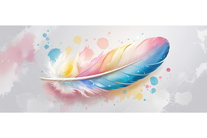 Vibrant multicolored feather with, an Illustration by tilialucida