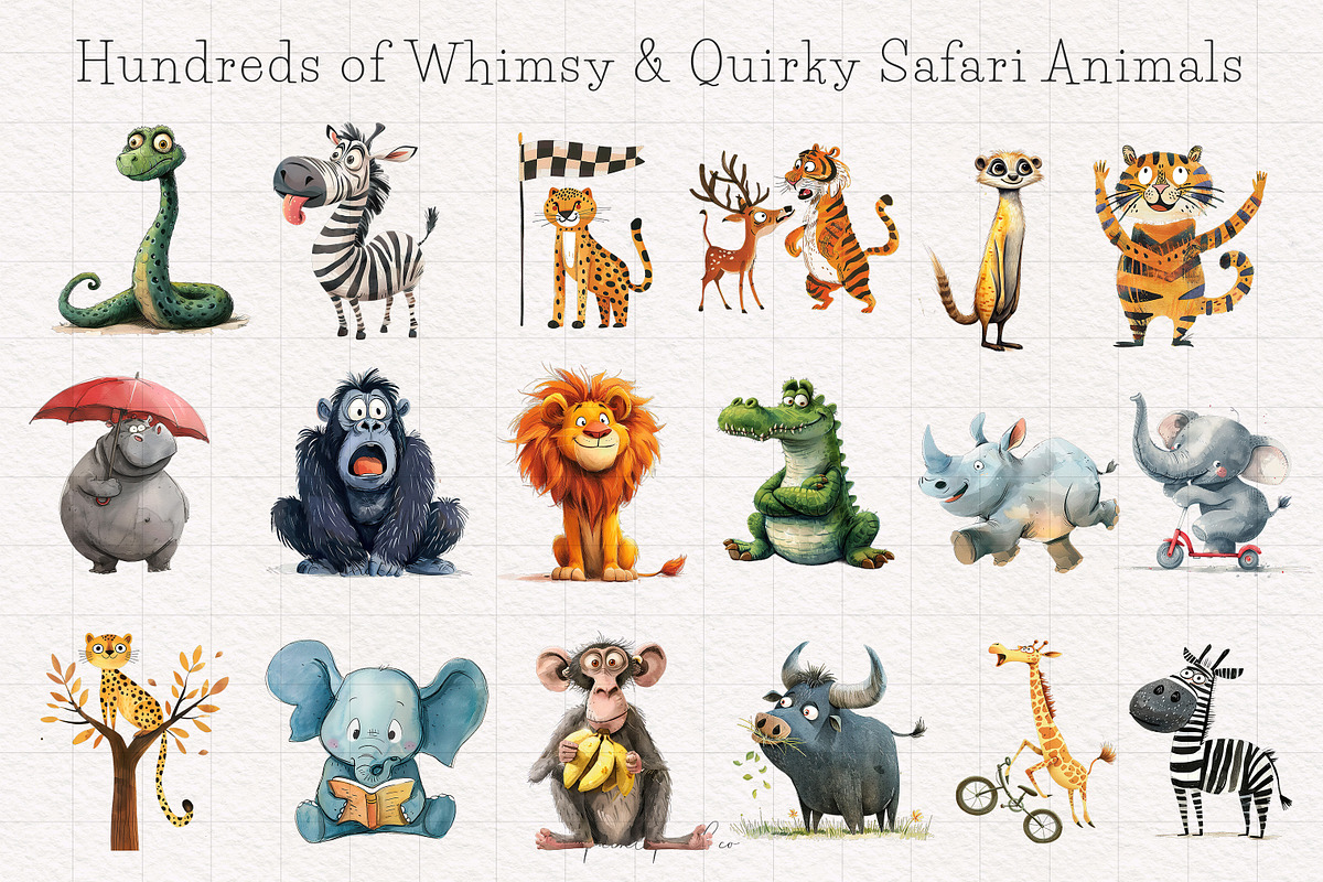 Quirky Safari Animal graphics, an Animal Illustration by PaintPixelCo (Photo 4 of 18)