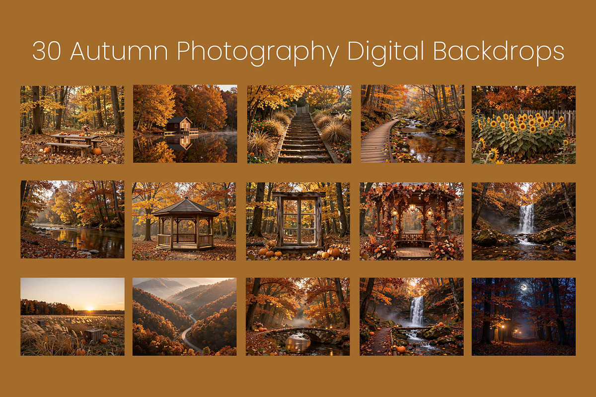 Autumn Photography Digital Backdrops, a Background Graphic by 3Motional (Photo 10 of 19)
