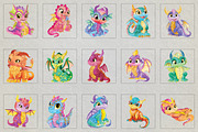 Whimsical Watercolor Dragons, an Animal Illustration by Adirondack Canvas Studio (Thumbnail 2 of 5)