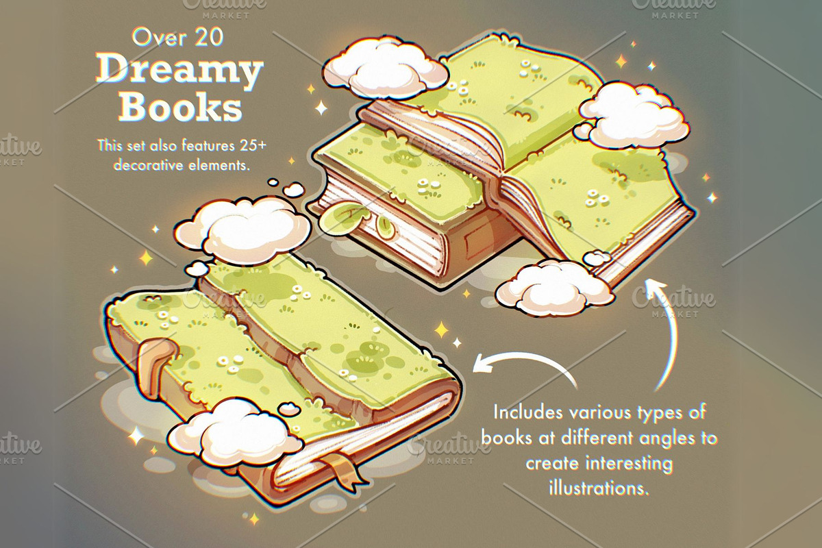 Dreamy Books Stamp Brushes, a Brush Add-On by TheDoodleSweets (Photo 3 of 6)