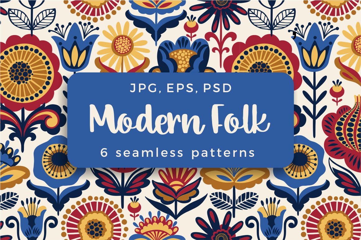 6 Folk seamless patterns., a Pattern Graphic by Nadia Grapes