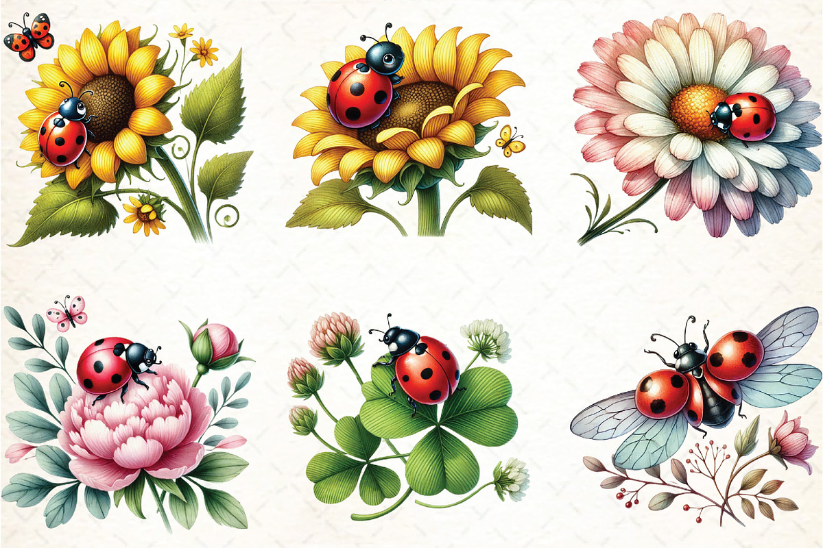 Spring Clipart, Ladybug Clipart, an Illustration by DreamCafeArt (Photo 3 of 3)
