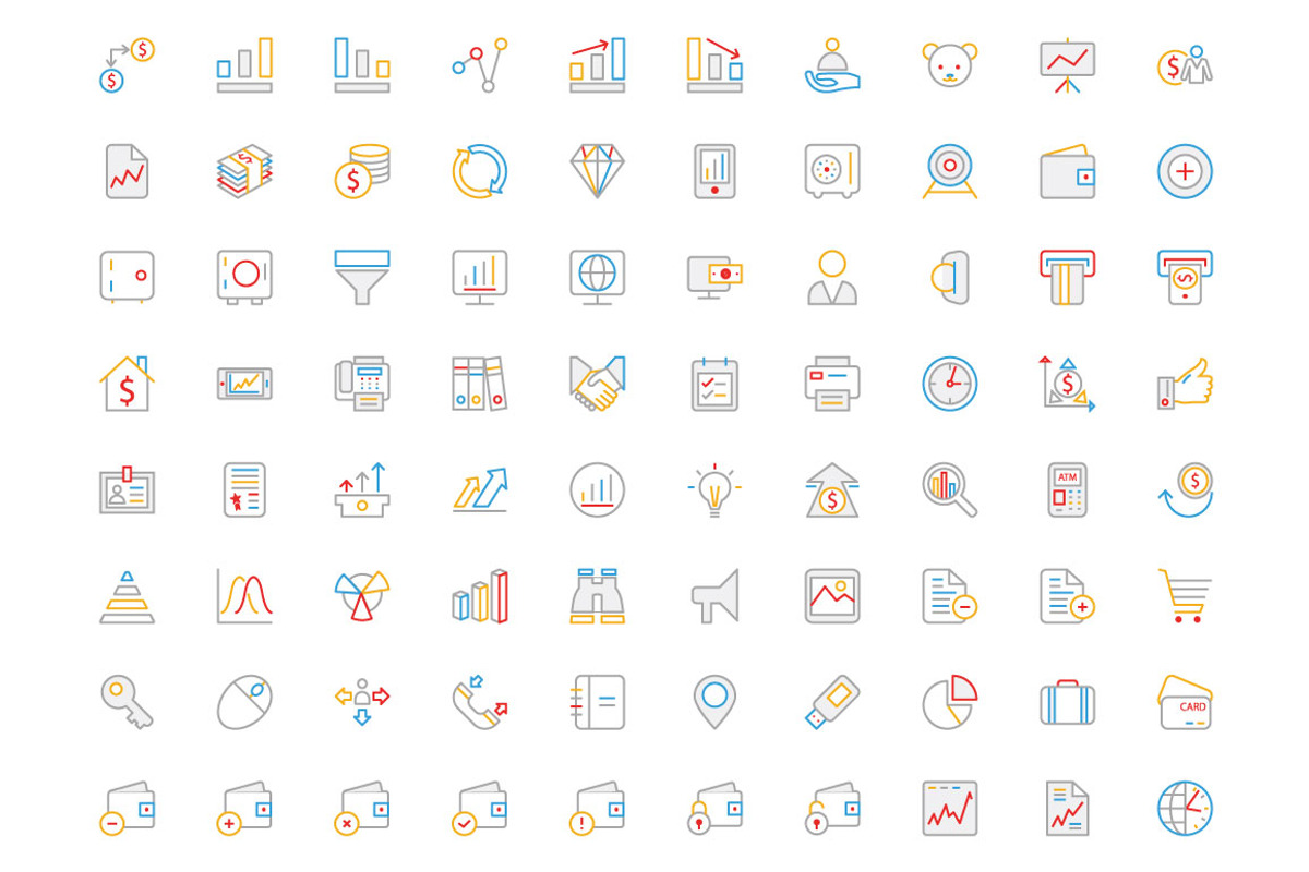 250+ Finance Colored Line Icons, an Outline Icon by Creative Stall (Photo 2 of 4)