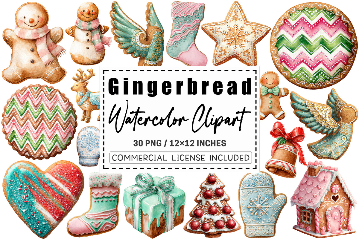Watercolor Gingerbread Clipart, a Graphic by CitraGraphics (Photo 1 of 4)
