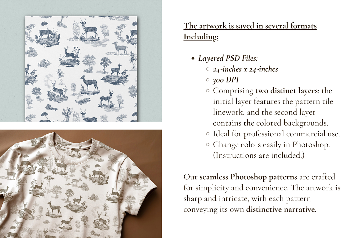 Deer Toile de Jouy Pattern, a Background Graphic by Hughes Studio (Photo 4 of 7)