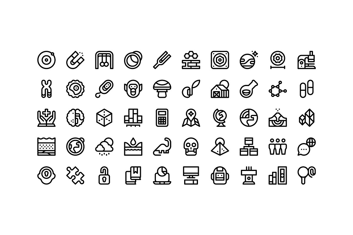 50 Sciences Icons, an Outline Icon by Side Project (Photo 2 of 8)
