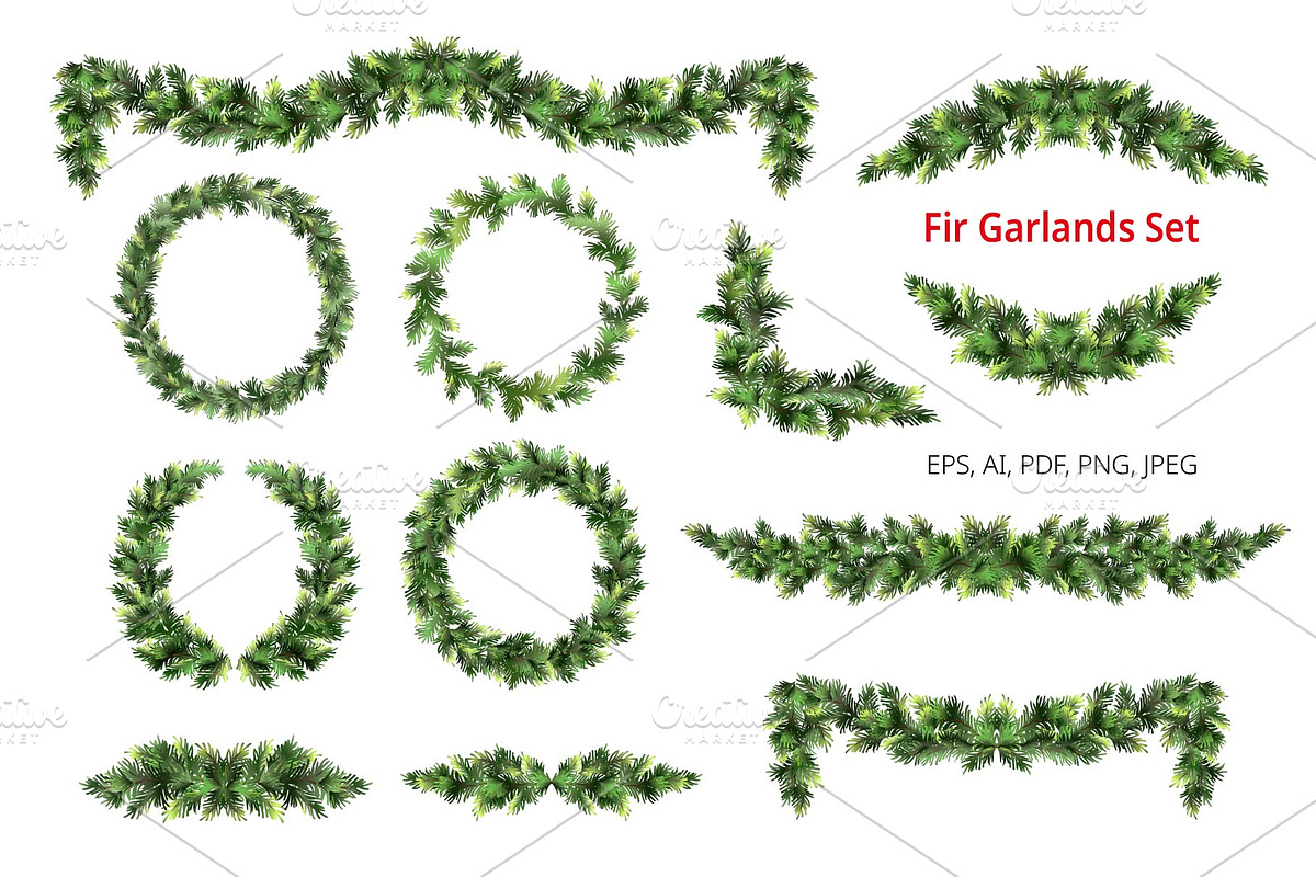 Christmas fir or spruce garlands., a Decorative Illustration by VetaDesign