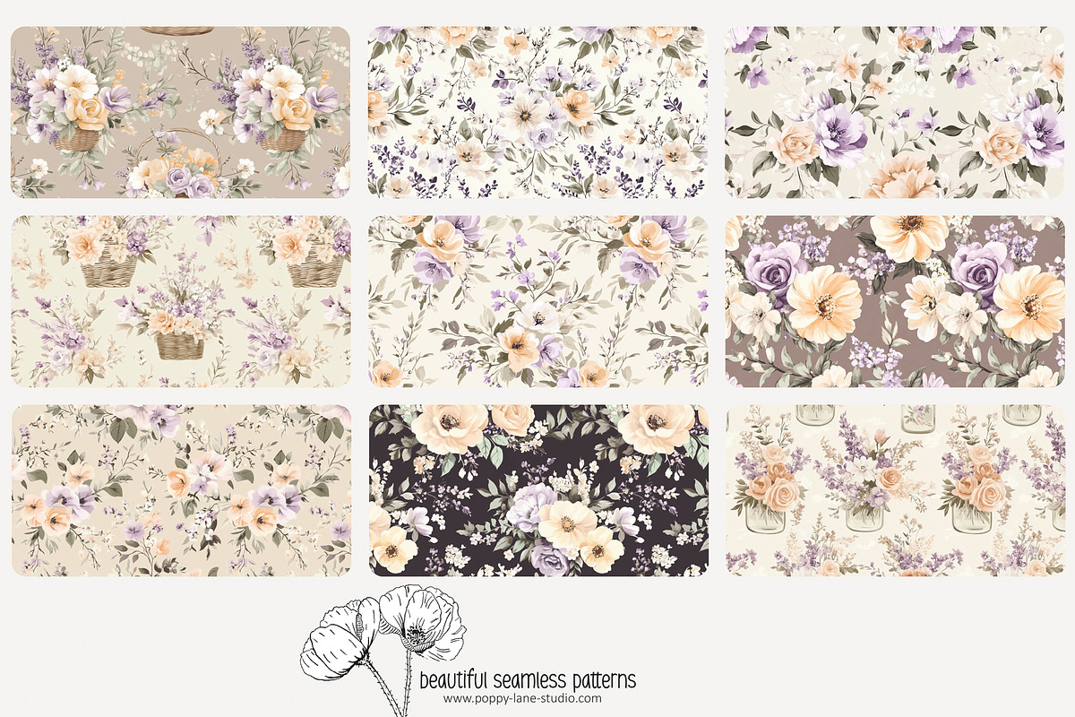 70 Provence floral seamless pattern, a Pattern Graphic by Poppy Lane Studio (Photo 4 of 10)