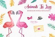 Watercolor Valentines Day Animals, an Animal Illustration by LeMagiqueBoutique (Thumbnail 2 of 5)