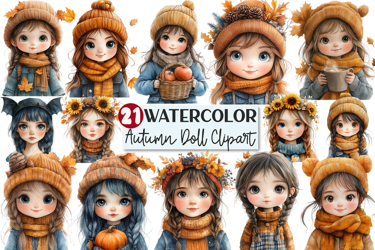 Bewitching Autumn Doll Clipart, an Illustration by Rose Art (Photo 1 of 4)