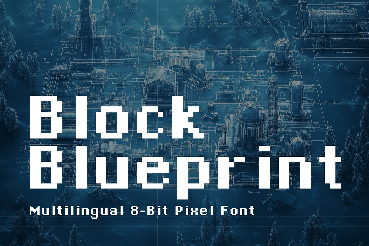 Block Blueprint - 8bit Pixel Font, a Symbol Font by HipFonts (Photo 1 of 6)