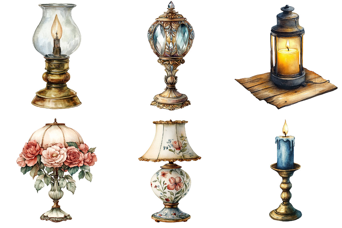 Vintage Lantern & Candle Clipart PNG, an Illustration by Pixels.Craft (Photo 2 of 8)